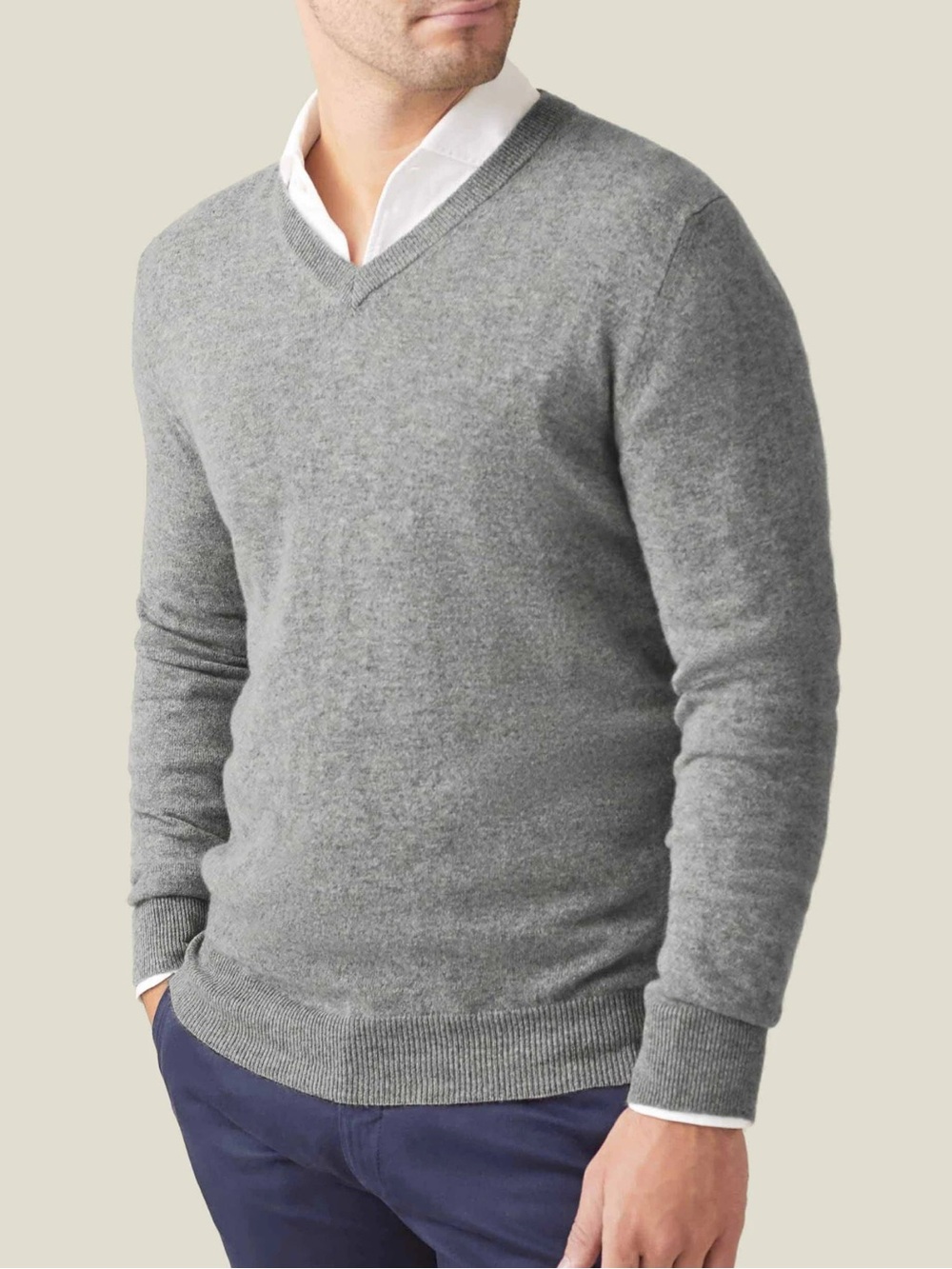 Saks Fifth Avenue Men's cashmere Crewneck Sweater - Heather Gray